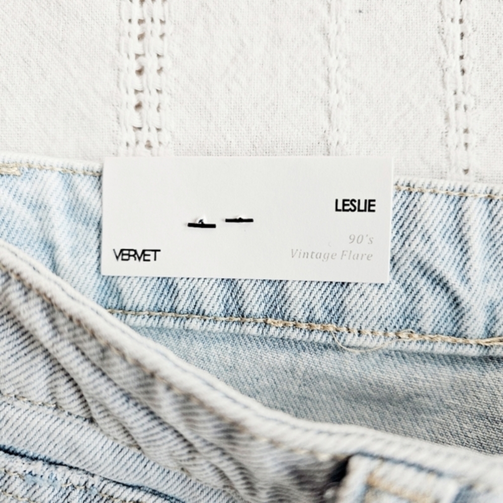 Vervet High Rise 90's Vintage Flare Jeans Cropped Cotton Retro Leslie 29 NEW - Picture 10 of 12